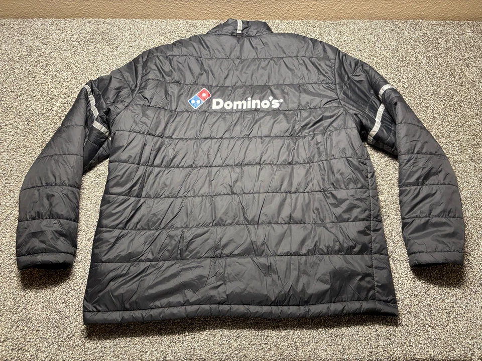 Domino’s Puffer Jacket Mens Large Insulated Full Zip Nylon Reflective Employee * - Image 3 of 4