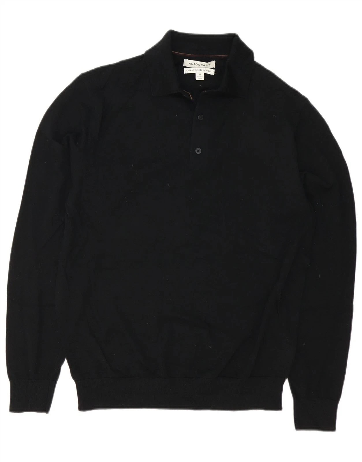 Marks & Spencer Mens Autograph Polo Neck Jumper Sweater Medium Black CJ05