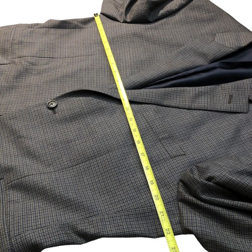 jos a bank executive blazer traditional fit plaid gray blue 2 button dual vent - Picture 12 of 13