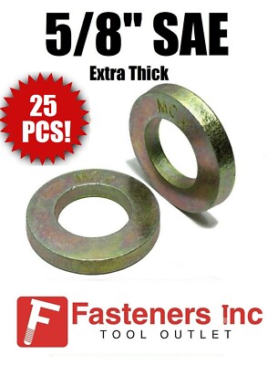 (Qty 25) 5/8'' Extra Thick Flat Washers SAE Grade 8 Hardened Washers MCX Mil-Carb