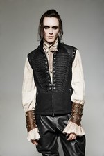 PUNK RAVE Mens Waistcoat Jacket Coat Gothic Rock Steampunk Motorcycle Military
