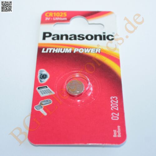 2 x CR1025 Lithium Power Battery 10mm 3V 2.5mm  Panasonic Knopfzelle 2pcs