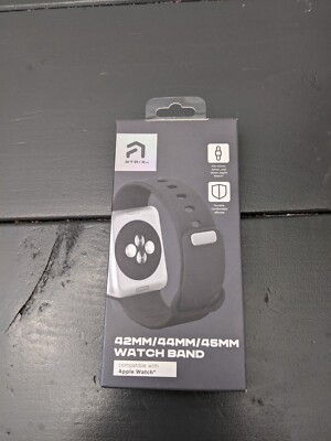 Atrix Adjustable Black Silicone Watch Band Apple Watch 42mm 44mm 45mm NEW