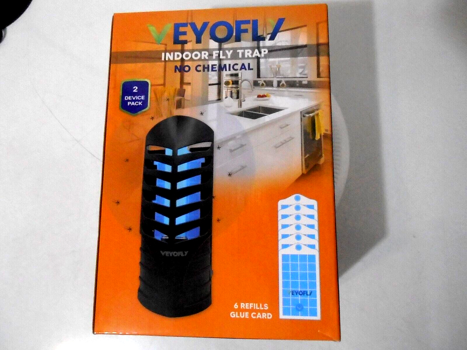 VEYOFLY Fruit Fly Traps for Indoors, Fly Trap Indoor, (2 Device + 6 Refills) NIB