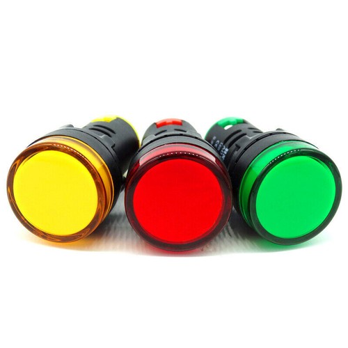 LED Indicator Warning Light Lamp 22mm Panel Mount 12V 24 220 380V Red Blue Green - Picture 6 of 7