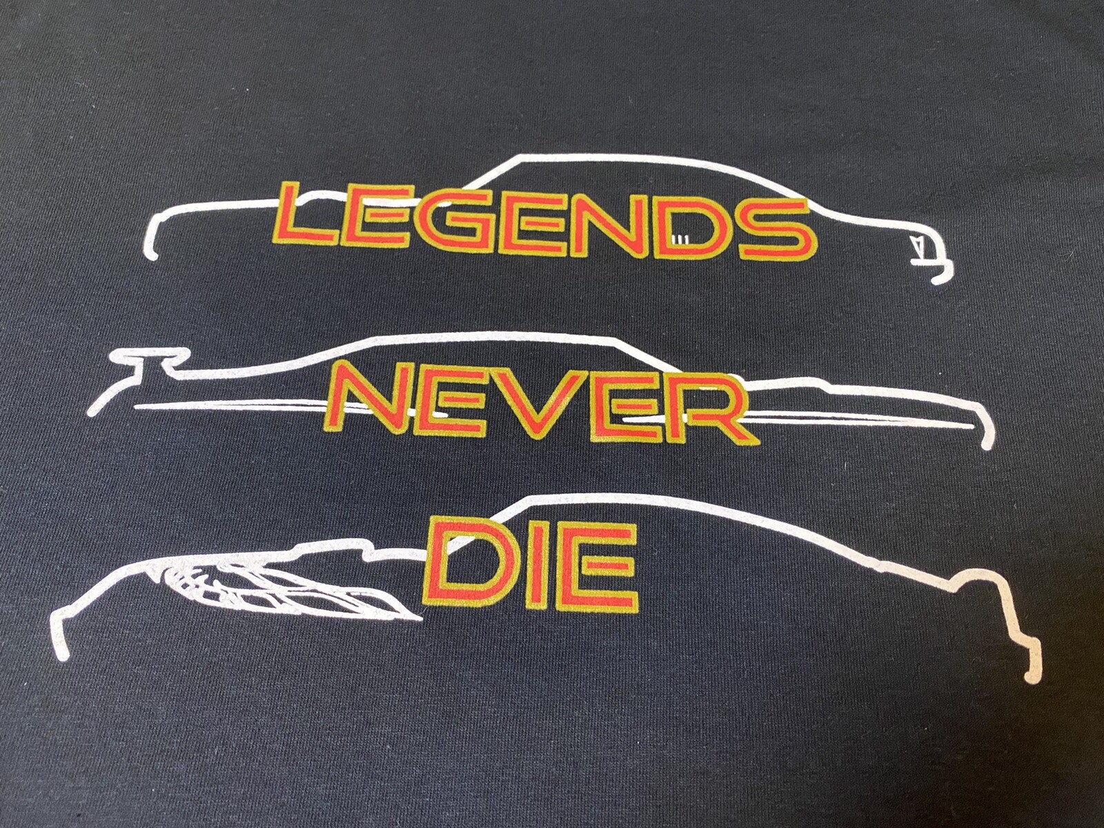 PONTIAC LEGENDS NEVER DIE TSHIRT L GTO FIREBIRD TRANS AM PARTS