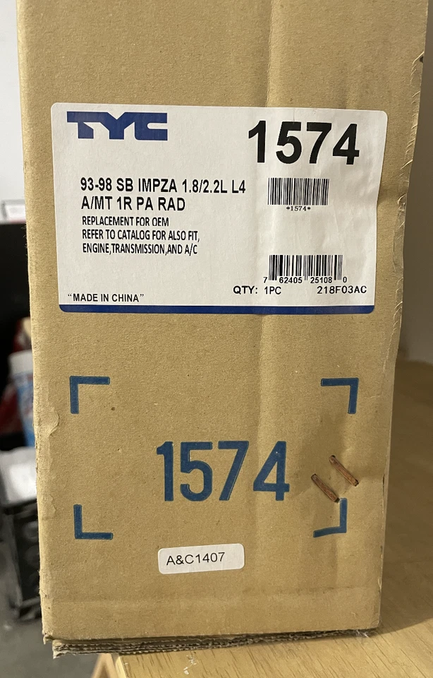 Radiador TYC 1574 para 1993 1994 1995 1996 1997 1998 Subaru Impreza 1,8/2,2 L A/MT Foto 3 de 3