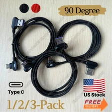 90 Degree Angle USB-C to USB-A Charger Cable Fast Charging Type Sync Cord 3/6FT