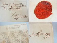 Lawyer & politician Joseph von HORMAYR: signed letter HANOVER 1838, seal