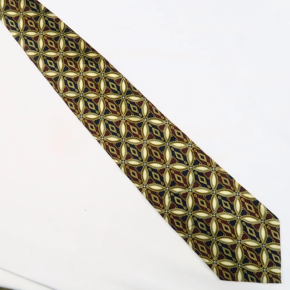 复古 Cellini Uomo 几何花卉星星钻石图案 56"x 4" 红色蓝色金色 — 第 2/4 张图片