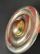 Artist Jewelry Metal Brooch Design 20th Century 70s Witch Mirror