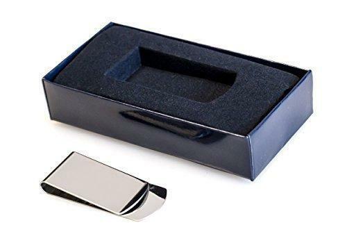 Personalised Silver Plated Money Clip with Blue Presentation Box -Engraved - Picture 1 of 1