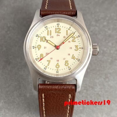 Tandorio 36mm Pilot Sapphire Automatic Men's Watch 20atm NH35 PT5000 Beige Dial