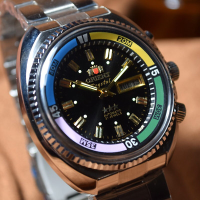 Japan Uhr Orient KING DIVER Automatikuhr KD 21 JEWELS Original schwarzes Ziff...