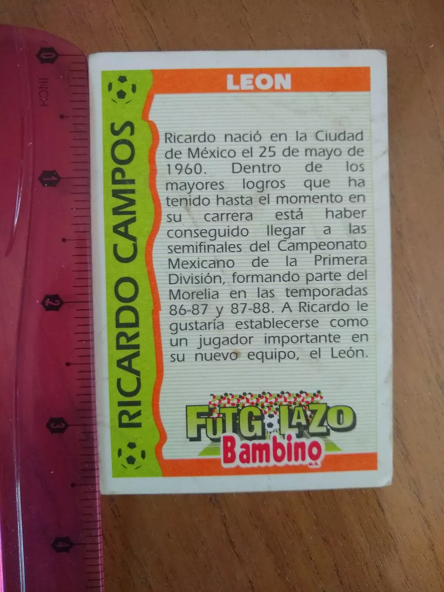 RICARDO CAMPOS LEON Mexican League official trading card by Bambino SOCCER  FIFA