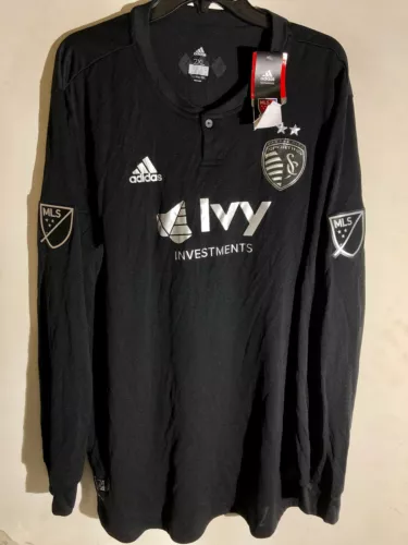 Adidas Authentic MLS Kansas City Sporting Team Long Sleeve Jersey Black sz L