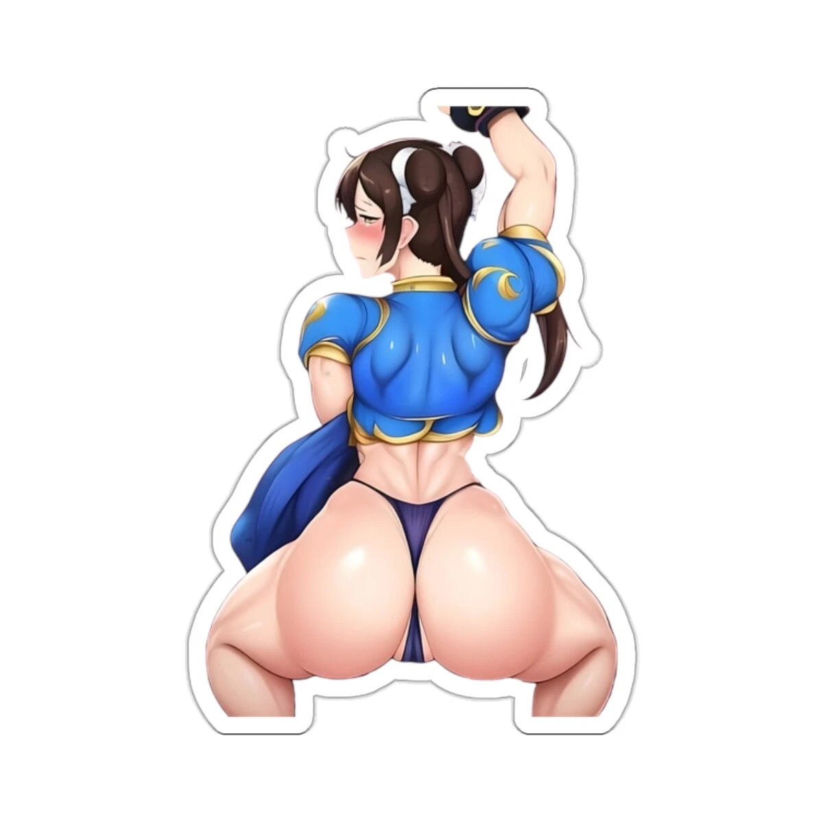 Naughty Waifu Chun Li With Big Butt in Tiny G-String Thong Kiss-Cut  Stickers | eBay