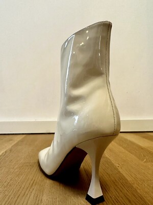 PURA LOPEZ Ankle Boots Lack Leder Creme Beige Stiefelette 37