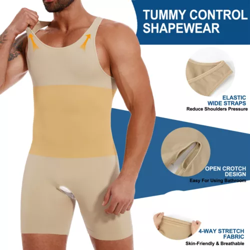 Herren Schlankheitsunterwäsche Bauchkontrolle Body Shaper Hi-Kompression Skinny Body - Bild 19 von 26