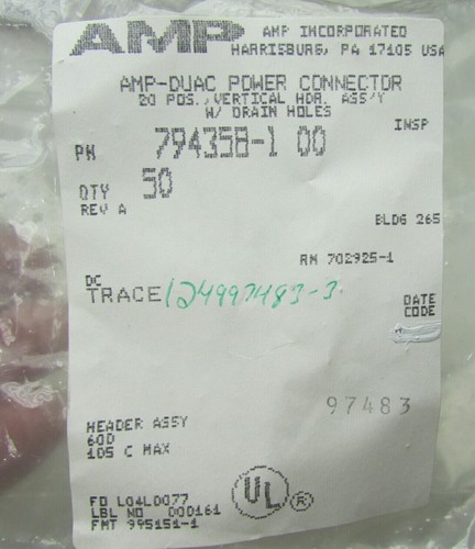 Lot 10 Tyco DUAC 20-Pin Male Rectangular Headers Solder .165"/4.20 mm 794358-1 - Picture 10 of 12