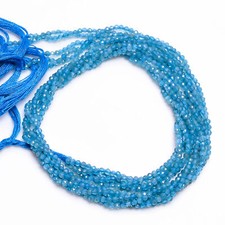 2 mm Natural Neon Blue Apatite Faceted Round Rondelle Beads 33 cm Strand EB-15