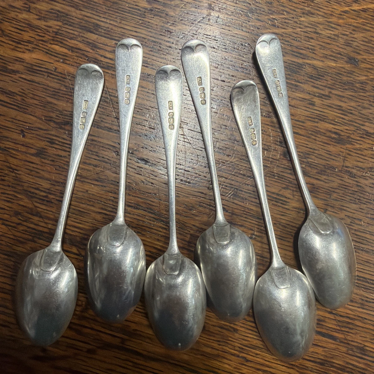 6 X Sterling Silver Bright-Cut Teaspoons – Sheffield 1896 – Allen & Darwin 86.2g