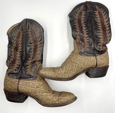Tony Lama GOLD LABEL 8601 Cowboy Boots Vintage Mens 9 Exotic Elephant Print