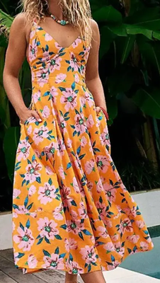 NWT Free People Finer Things Maxi Dress in Sunshine Combo Orange Floral |  eBay