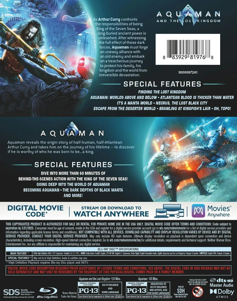 Aquaman 2-film Collection Blu-ray NEW Foto 4 de 4
