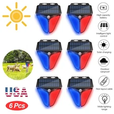 6x Solar Alarm Strobe Light Lamp Motion Sensor Sound Security Outdoor Waterproof