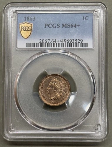 1863 Indian Head Cent PCGS MS64+