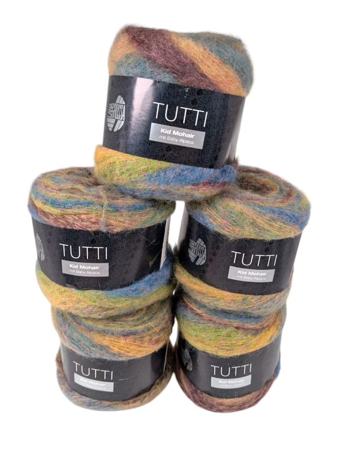 Lot Of 5 Lana Grossa Yarn TUTTI Kid Mohair Baby Alpaca 100g 005 Blueberry Basket - Image 3 of 4