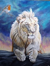 Original lion king painting 12X16 canvas acrylic expressionism abstract home art