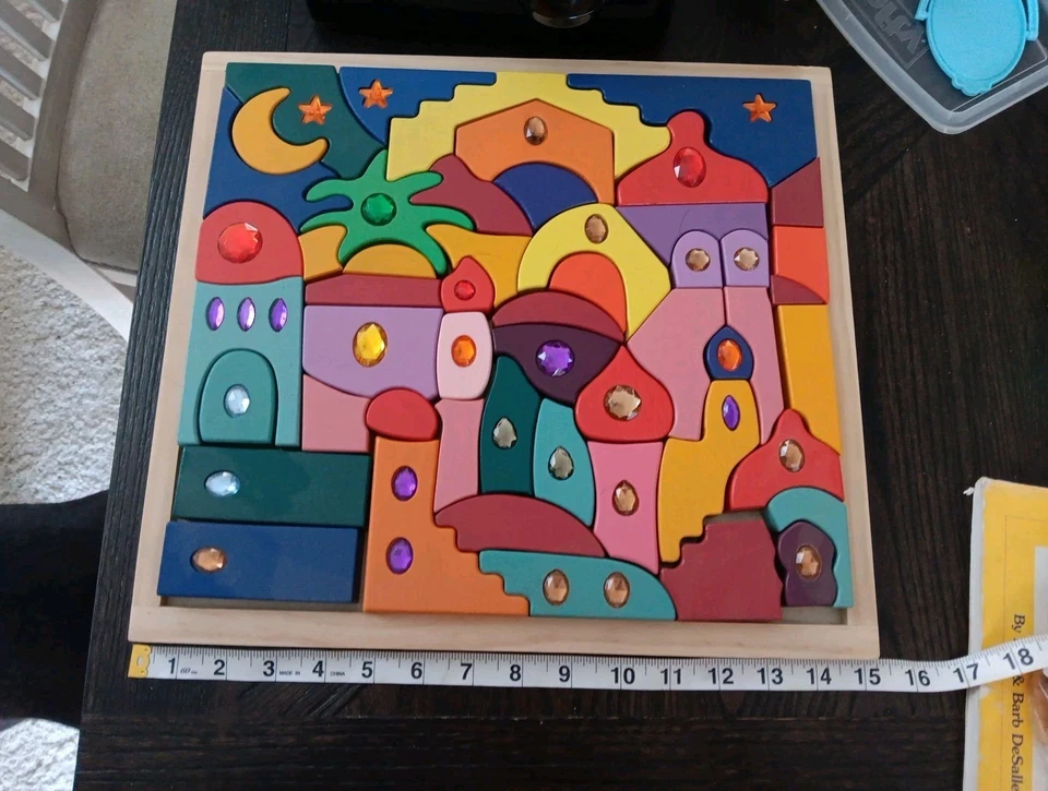 Montessori Wooden Building Blocks Puzzle Colors Complete - Image 2 of 3