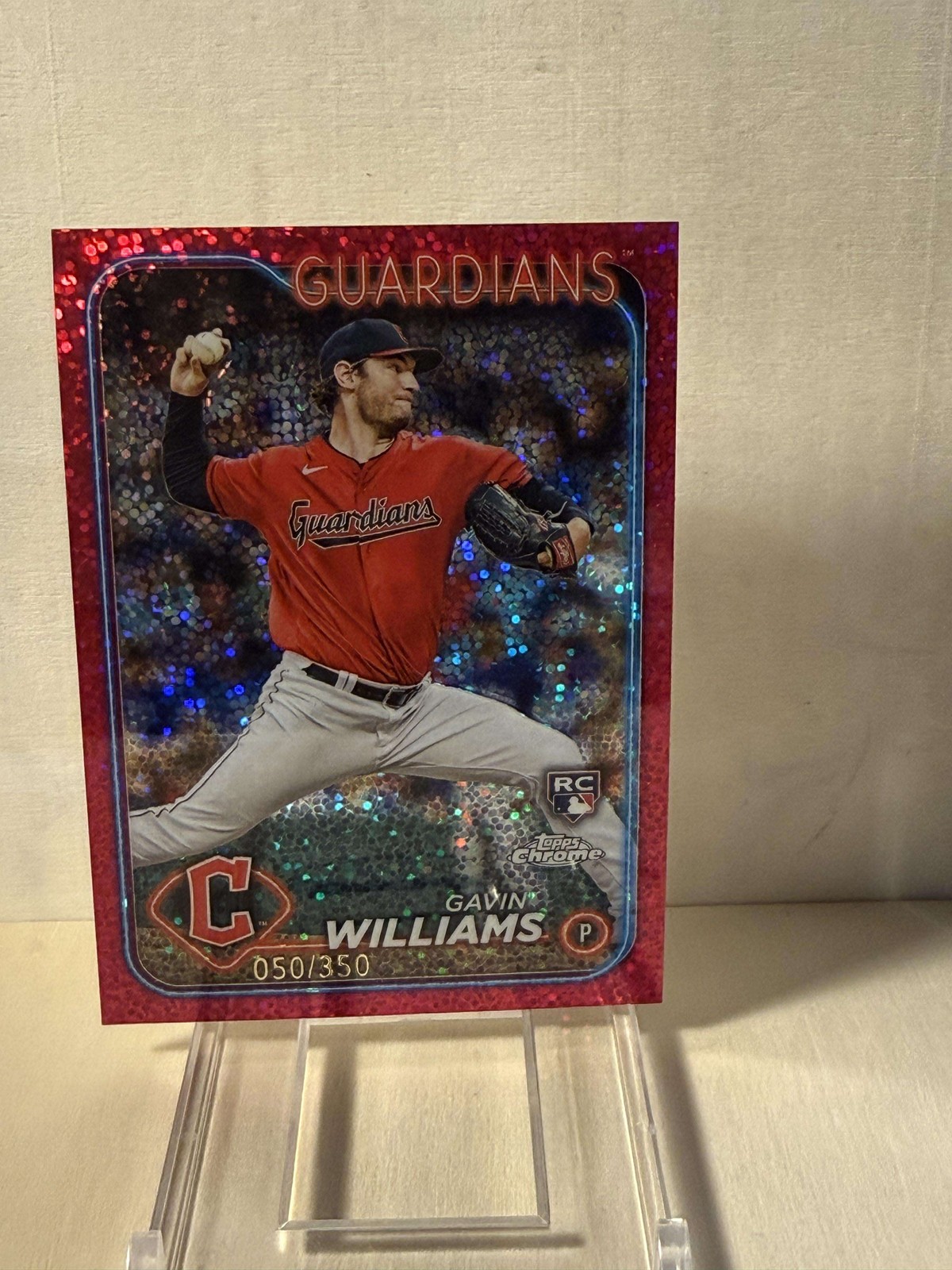 2024 Topps Chrome Gavin Williams RC Magenta Speckle 050/350 #15 Guardians