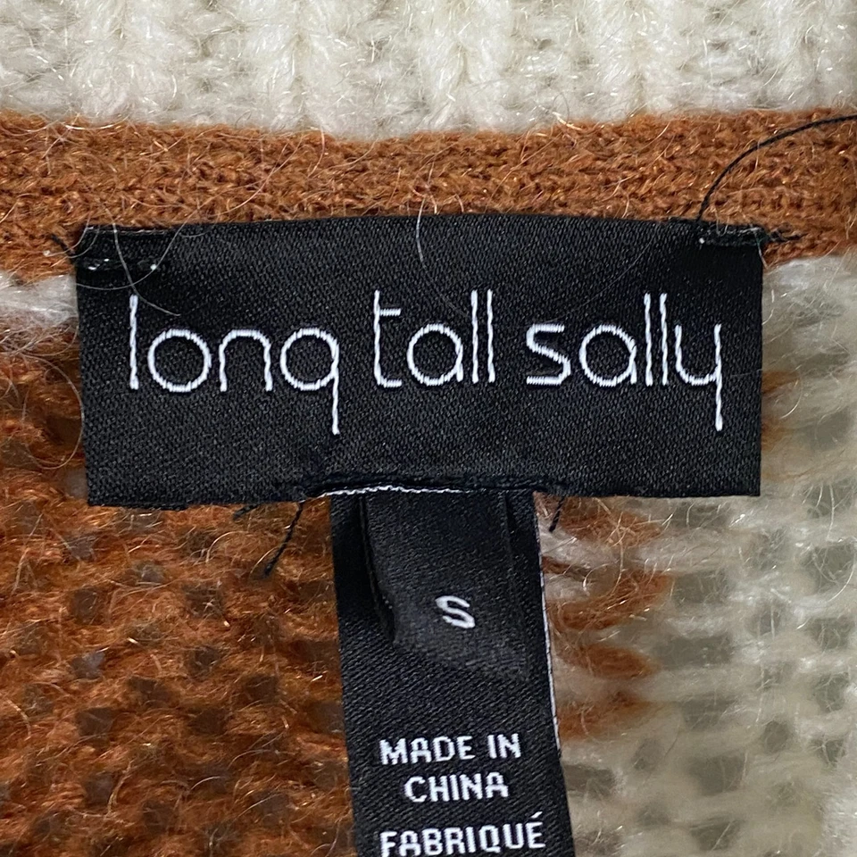 Suéter Pullover Largo Alto Sally Colorblock Pequeño Lana Mohair Cuello Simulado Foto 4 de 4