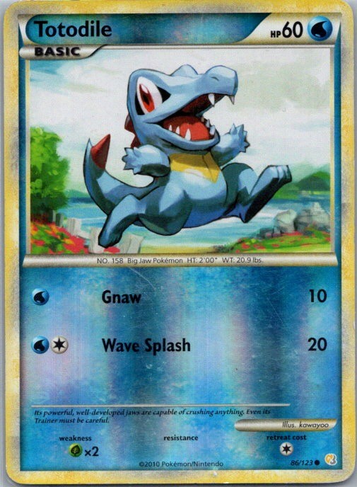Totodile 86/123 HeartGold & SoulSilver Pokemon Reverse Holo Moderately Played