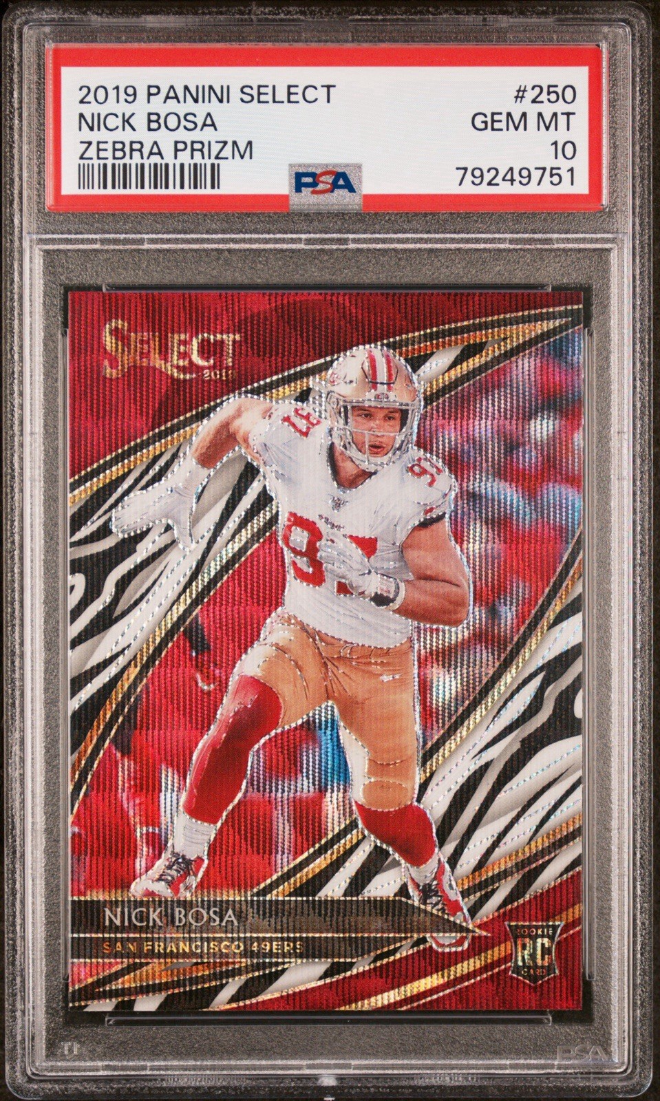 2019 Panini Select Nick Bosa Zebra Prizm RC Rookie 49ers SSP Field Level PSA 10