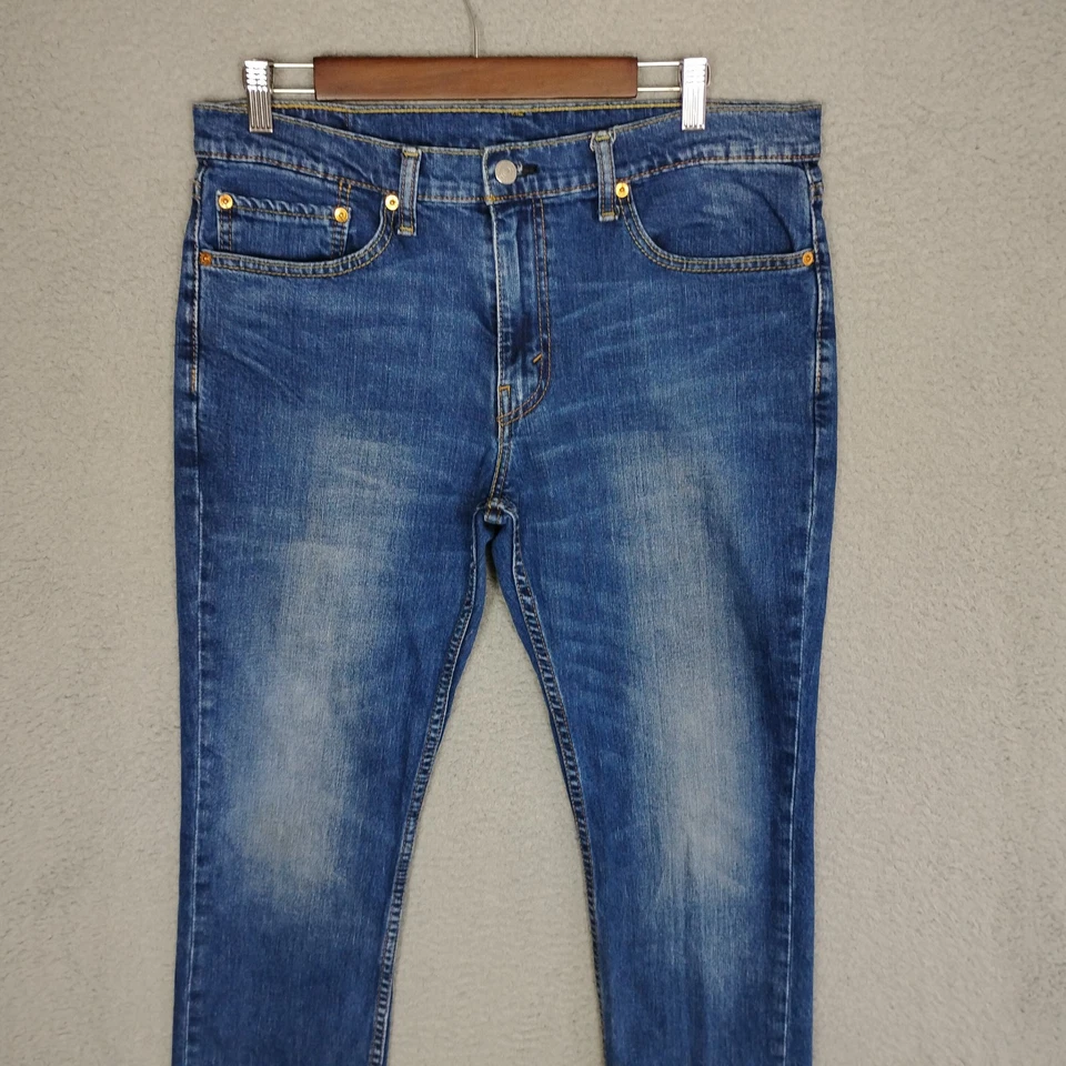 Jeans Levis 511 para Hombres 36x30 Azul Ajustado Recto Tiro Medio Lavado Elastizado Denim Foto 3 de 4