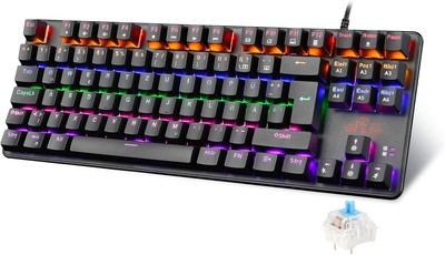 Rii Mechanische Tastatur Gaming TKL QWERTZ Blau Schalter Kabel Deutsch Layout