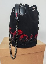 Christian Louboutin £1295 Marie Jane Bucket black suede bag Crystals