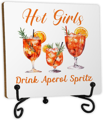 Aperol Spritz Cocktail Wooden Desk Sign, Gifts for Cocktail Lovers, Hot Girl Dri