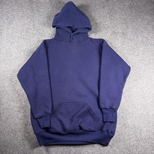 Vintage Russell Athletic Double Face Hoodie Mens XL Navy Blank Made In USA 80s