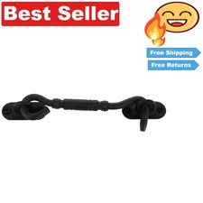 Durable 4-Inch Black Barn Door Latch -  Hook and Eye Lock for Security