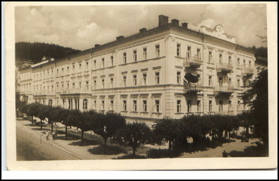 Marienbad Mariánské Lázně Tschechien Postkarte 1950 Partie am Hotel Tepelsky