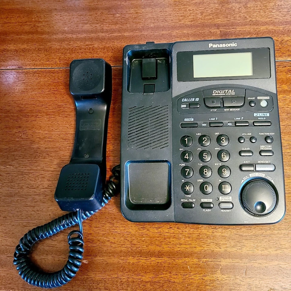 Teléfono con cable negro de 2 líneas con sistema de respuesta y dial Jog - Modelo KX-TMC98B Foto 2 de 4