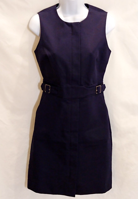 NWT J Crew Zip Front Sheath Buckle Dress Navy Blue Sleeveless Work & Play  Size 0 | eBay