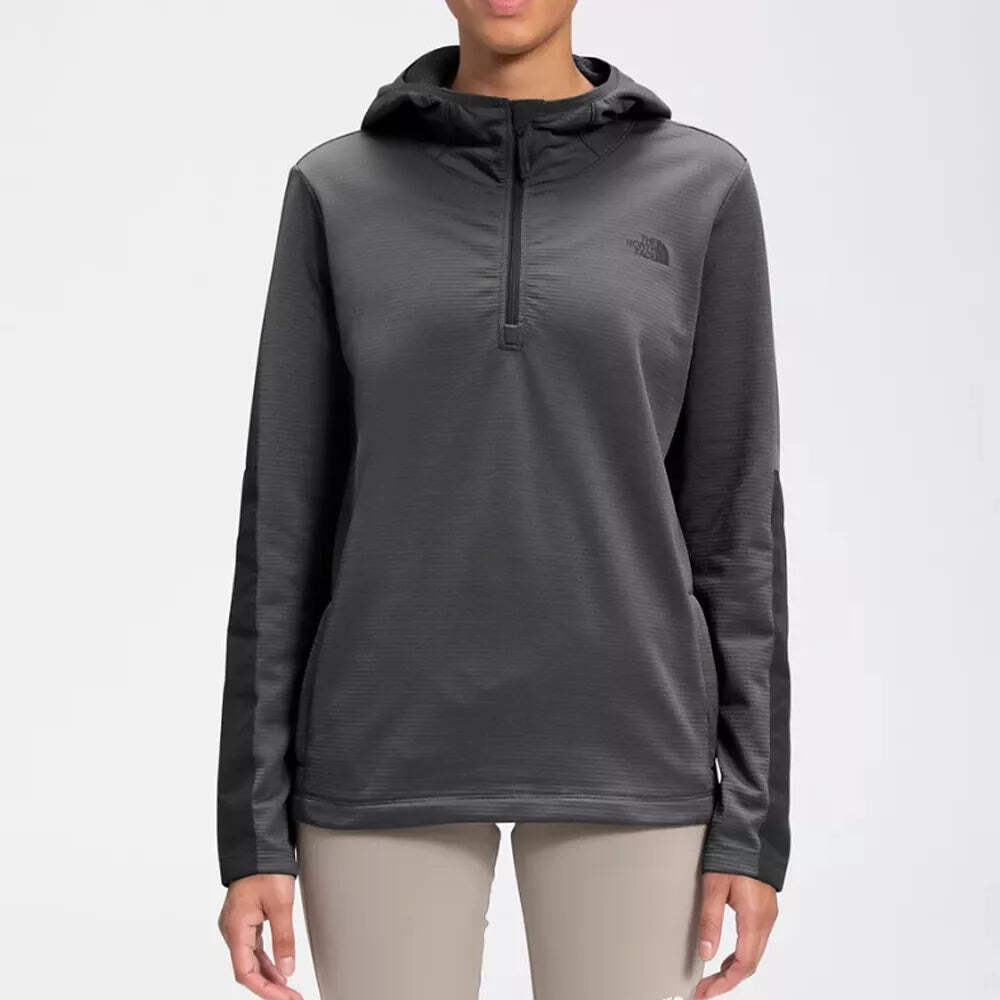 The North Face Women's Wayroute Pullover Hoodie in Asphalt Grey TNF Black Size Large  