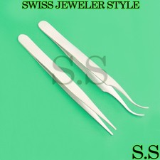 2 ASSORTED SWISS JEWELER STYLE WATCH REPAIR TOOLS FORCEPS 7 3C TWEEZERS 4.5"