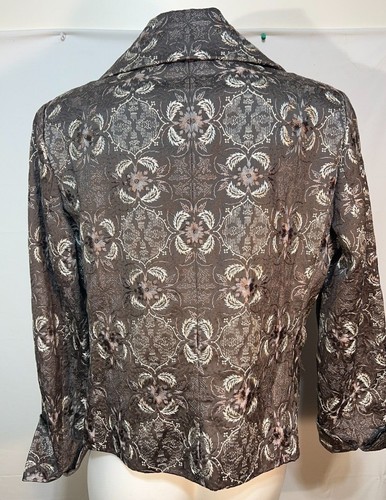 Talbots Women Blazer 14 P Petite Jacket Dark Taupe Embroidered Snap Buttons - Picture 4 of 9